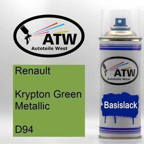 Renault, Krypton Green Metallic, D94: 400ml Sprühdose, von ATW Autoteile West.